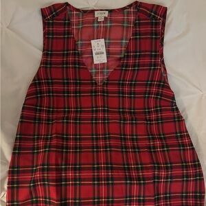 Red patterned sleeveless blouse from J Crew. New, Size L.